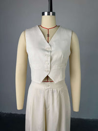 Simple And Elegant Vest Top High-Waist Wide-Leg Pants Casual Suit