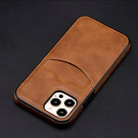 Card-inserting Leather Case Back Cover Protective Shell