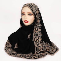 Ethnic Style Black Embroidered Toe Cap Shawl Scarf