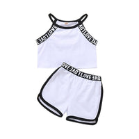 Girls' Summer Thin Sports Sling Suit Pure Cotton Comfortable Casual Shorts Two-piece Suit