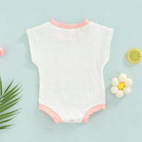 Children's Threaded Cotton Letter Raglan Triangle Romper