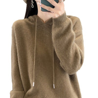 Stylish Womens Knitted Pullover With A Hood