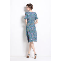 Women's Floral-print Split Slim-fit Dress