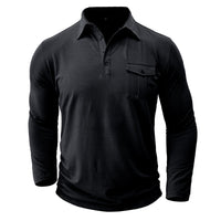Lapel European And American Men's Shirt Solid Color Long Sleeve