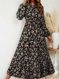 New Vintage Print Long-sleeve Dress
