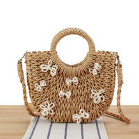 Simple Semicircle Paper-string Woven Beach Handmade Vacation Bag