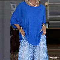 Womens Fashionable Loose Top And Wide-Leg Pants Two-Piece Set