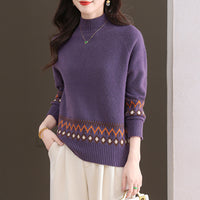 New Loose Slimming Inner Fashion Jacquard Knitted Bottoming Shirt Top