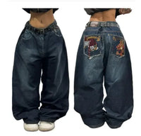 Design Sense American Retro Worn Looking Washed-out Jeans Fashion Brand Youth Wide Leg