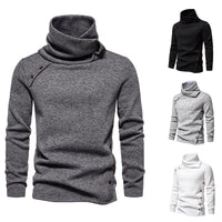 Men's Cascading Collar Sweater Coat Jacquard Pullover Sports Sweater