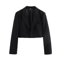Fall Women's Clothing Lapel Temperament Buckle-free Short Slim Fit Small Business Suit Coat