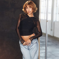 Retro Versatile Long-sleeve Sheer Top