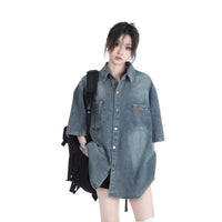 American Retro Heavy Wash Denim Short Sleeve