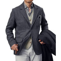 AutumnWinter British Retro Gentlemans Tweed Wool Coat For Men
