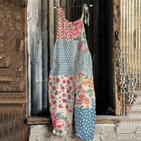 Women's Autumn And Winter Printing Retro Wide Leg Jumpsuit