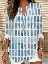 Womens Fashionable Loose Shirt With 3D Floral Print And V-Neck