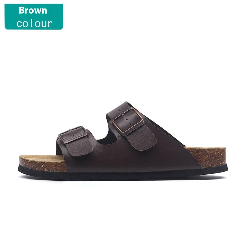 Buckle Flat Cork Slippers Same Beach Buckle Sandals