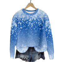 Christmas Cat Hat Snowflake Print Women's Round Neck Sweatshirt