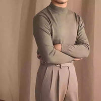 Soft Glutinous Skin-friendly Wool Mock Neck Sweater Gentleman