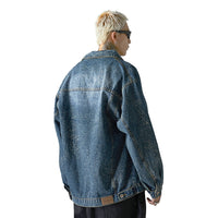 Splash-ink Splash Heavy Industry Washed Silver Hand-painted Denim Coat