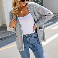 Wool Rain Contrast Color Button Sweater Women