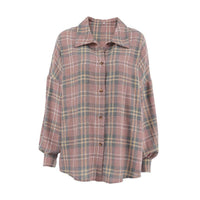 American College Style Plaid Shirt Fashionable Outerwear Cotton