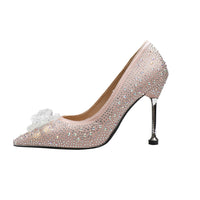 Fashion Pointed Shallow Mouth Rhinestone Sexy High Heels Look Thin