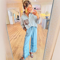 Women's Fashionable Casual All-Match Long-Sleeve Leopard-Print Patchwork Top