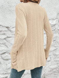 Winter New Solid-Color Ribbed Brushed Casual Patchwork Long-Sleeve Jacket