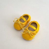 Spring Genuine Leather Baby Girl Shoes Big Bow Covered Fringe Non-slip Wear-resistant Soft Sole Shoes
