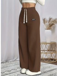 Women's Corduroy Wide-Leg Pants High-Waisted With Drawstring Retro Style