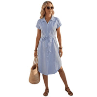Striped Shirt French-Style Effortless Holiday Chic Casual Dress