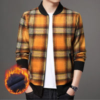Fleece Jacket Zipper Cardigan Casual Plaid