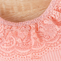 Solid Color Sleeveless Romper Printed Baby Bodysuit Lace Shorts Suit
