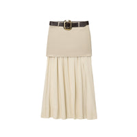 Versatile Patchwork Design Belt-decorated Skirt