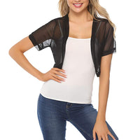 Solid Color Fashion Shorts Tulle Women's Shawl Top