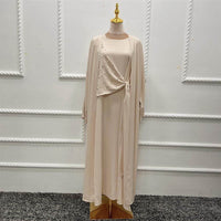 Beaded Women's Muslim Solid Color Two-piece Suit