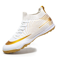 High Top Football Shoes With Long, Broken Nails And Gold Football Shoes