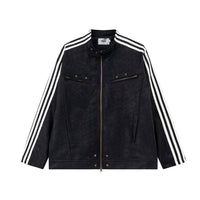 Season Loose American Street Windproof Zipper Decorations Leather Jacket