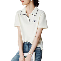 New Love Embroidered Lapel Casual Versatile Slimming Shirt