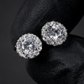Round Moissanite Stud Earrings European And American Style Copper-plated