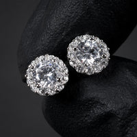 Round Moissanite Stud Earrings European And American Style Copper-plated