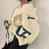 Long-sleeve Zip-up Casual Sweatshirt With A Printed Design