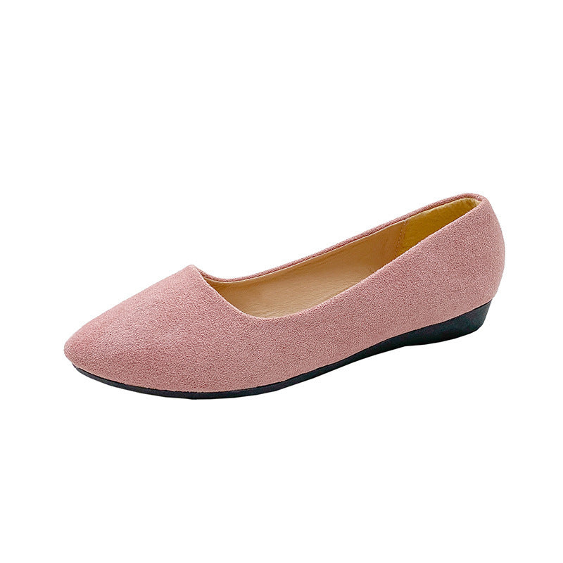 Women's Flat Solid Color Pointed Low Heel Lazy Wild Candy Color Round Toe Cloth Shoes