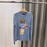 Autumn And Winter New Bear Embroidery Cotton Blended Sweater Women's All-match Fashion Tops