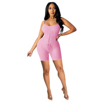 Female OL Commuter Solid Color Suspender Binding Jumpsuit