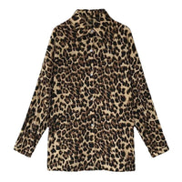 New Stylish Loose Plus Size Leopard Long Sleeve Pattern Mid-length Shirt For Women
