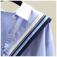 Women's Loose Casual Knitted Ruffle-Trim Shirt