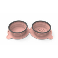 Portable Silicone Double Dog Food Bowls Foldable Non-Slip Cat Bowl Pet Travel Anti-Choking Feeding Bowl Outdoor
