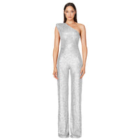 Sleeveless One Shoulder Sequin Jumpsuit